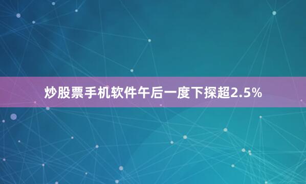 炒股票手机软件午后一度下探超2.5%