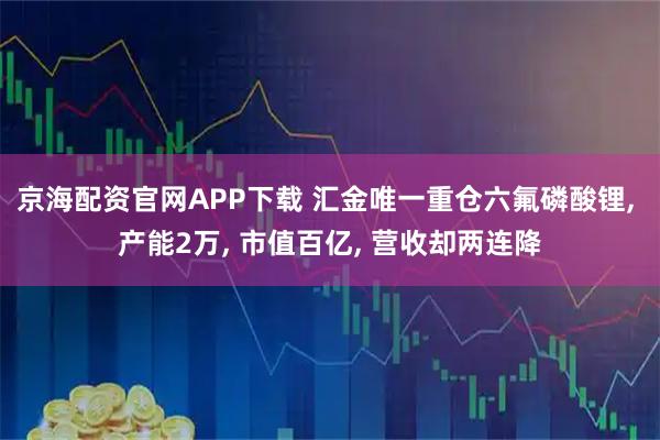京海配资官网APP下载 汇金唯一重仓六氟磷酸锂, 产能2万, 市值百亿, 营收却两连降